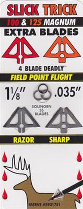 Slick Trick Xtra Blades For Magnum 1 1/8"  100/125 Gr 4Pk
