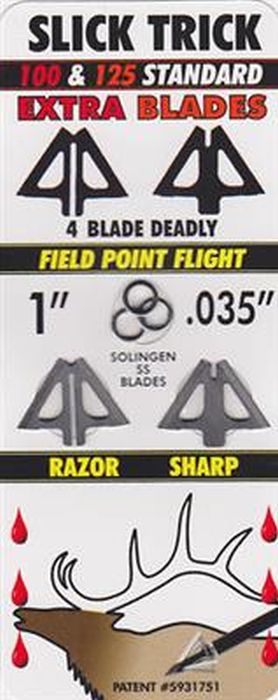 Slick Trick Broadhead Parts Xtra Blades For Standard 1" 85 Gr 4Pk