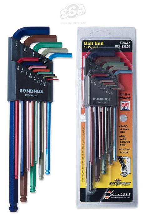 Bondhus Allen Wrenches & Torx Sets L-Wrenches Ball End Hex Inch Us .050 > 3/8" Colore