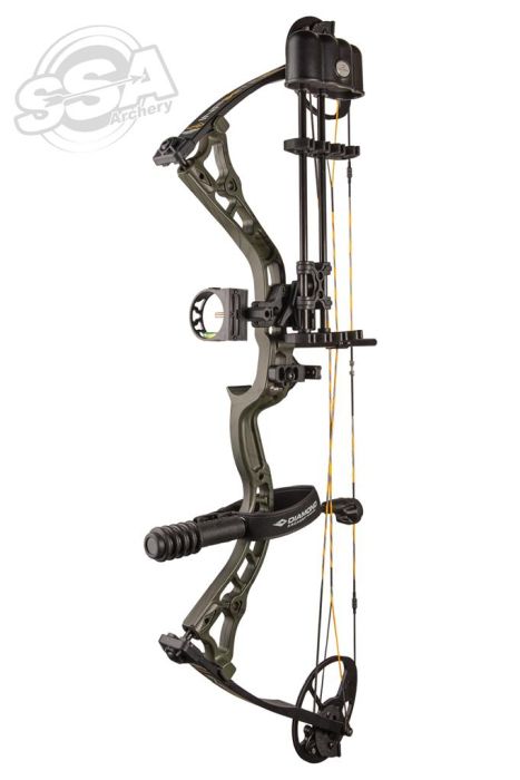 Diamond by Bowtech Compound Package Infinite 305 Dual Cam Rot. Mod 19"-31" / 7-70 lbs RH Green Country Roots