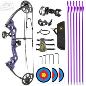 Topoint Recreational Bow Package M3 10-30lbs RH 17-27" 75% Let-Off Purple