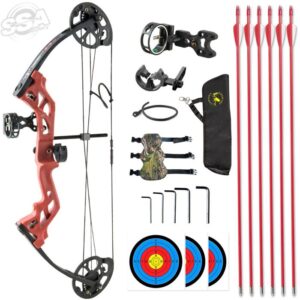 Topoint Recreational Bow Package M3 10-30lbs RH 17-27" 75% Let-Off Red