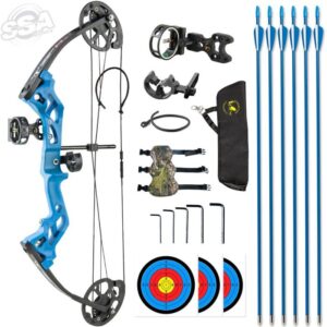 Topoint Recreational Bow Package M3 10-30lbs RH 17-27" 75% Let-Off Blue