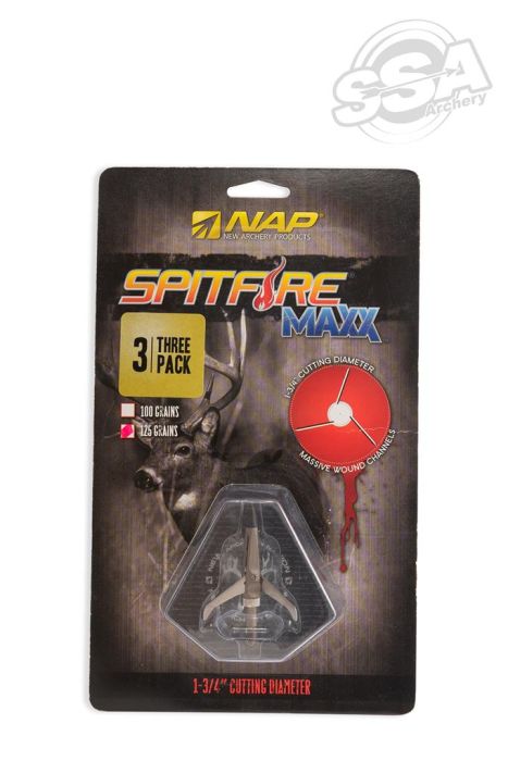 NAP Expandable Broadheads Spitfire 'Maxx' w/ Trophy Tip 125Gr 3 Blade Screw-In 3/Pk