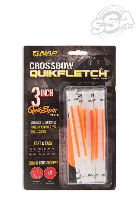NAP Vanes Crossbow Quickfletch Quickspin 3" White/Orange/Orange 6/Pk