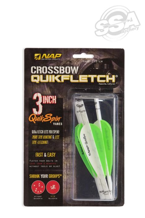 NAP Vanes Crossbow Quickfletch Quickspin 3" White/Green/Green 3/Pk