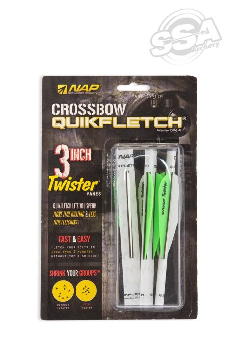 NAP Vanes Crossbow Quickfletch Twister 3" White/Green/Green 3/Pk