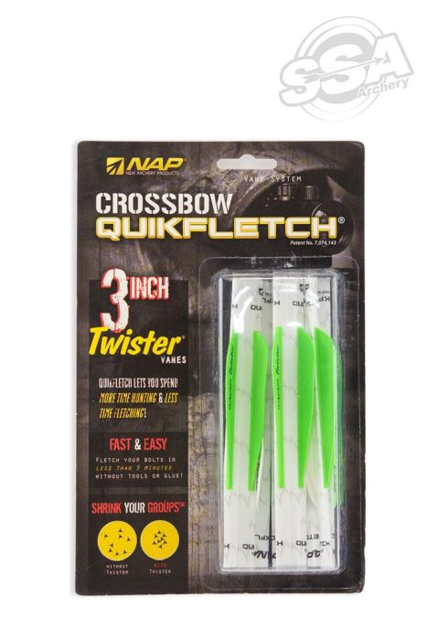 NAP Vanes Quickfletch Crossbow Twister 3" White/Green/Green 6/Pk