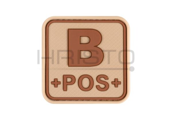 JTG Bloodtype Square Rubber Patch B Pos DESERT