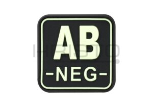 JTG Bloodtype Square Rubber Patch AB Neg Glow in the Dark