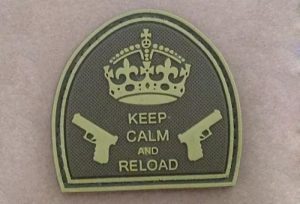 GFT čičak oznaka Keep Calm and Reload TAN