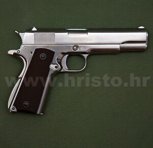 WE airsoft M1911 niklovani GBB (gas-blowback) pištolj (zeleni plin)
