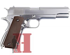 WE airsoft M1911 Matte Chrome GBB (gas-blowback) pištolj (zeleni plin)