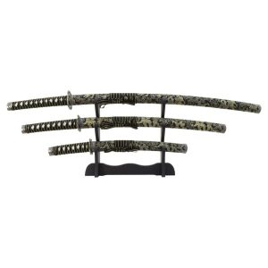 Ukrasni set katana - wakizashi - tanto - CRNI