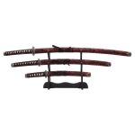 Ukrasni set katana - wakizashi - tanto - CRVENI